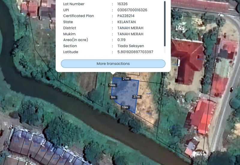 TANAH LOT BANGLO Geran Individu di TANAH MERAH , KELANTAN