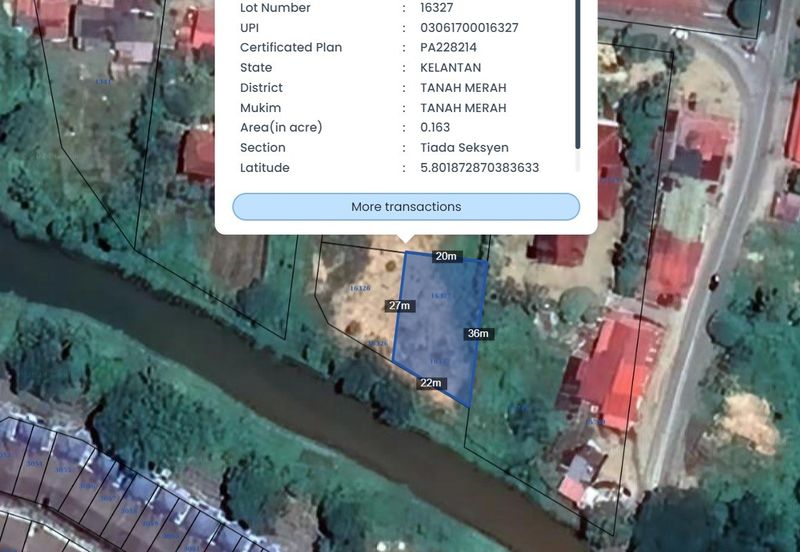 TANAH LOT BANGLO Geran Individu di TANAH MERAH , KELANTAN