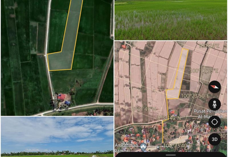 Tanah sawah 3.2ekar First Grade Freehold Permatang Rambai , Penaga , Seberang Perai Utara , Penang