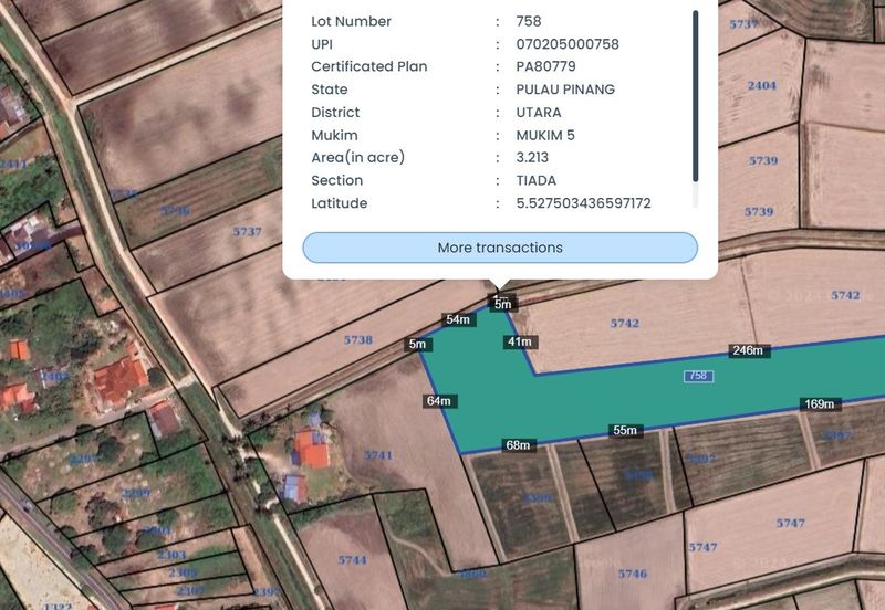 Tanah sawah 3.2ekar First Grade Freehold Permatang Rambai , Penaga , Seberang Perai Utara , Penang