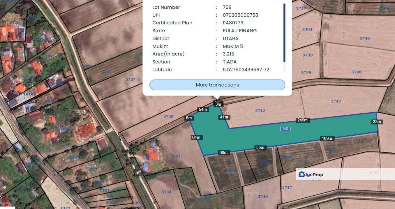 Tanah sawah 3.2ekar First Grade Freehold Permatang Rambai , Penaga , Seberang Perai Utara , Penang, Penang, Seberang Perai