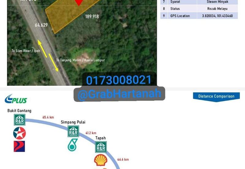 Petrol Station Land at Behrang - PLUS Highway