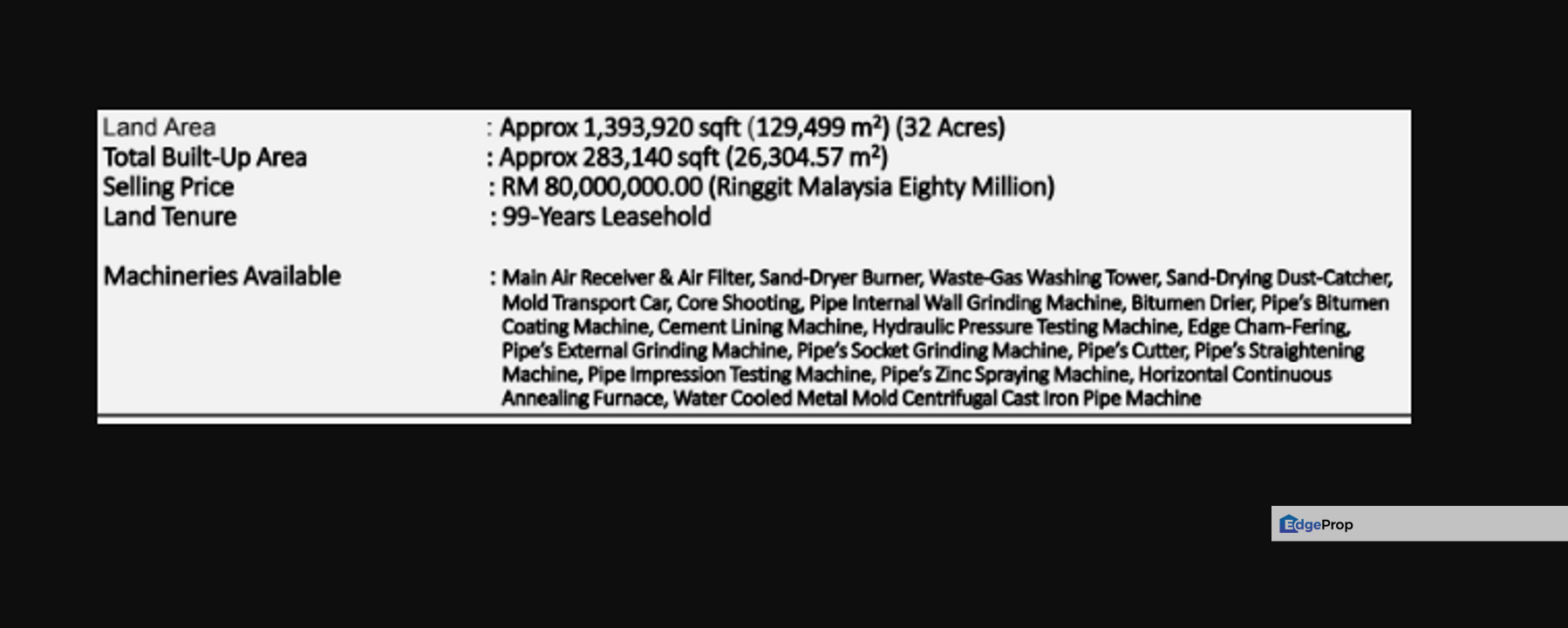 Detached Factory & Machinaries for Sale, Perak, Taiping