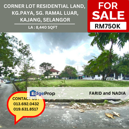 Corner Lot Residential Land, Kampong Paya, Sungai Ramal Luar, Kajang., Selangor, Kajang