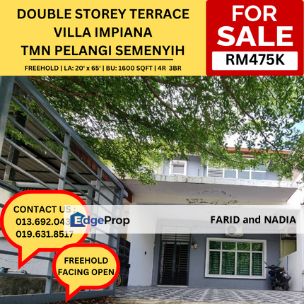 [FACING OPEN] Double Storey Terrace (Villa Impiana), Taman Pelangi, Semenyih, Selangor, Semenyih