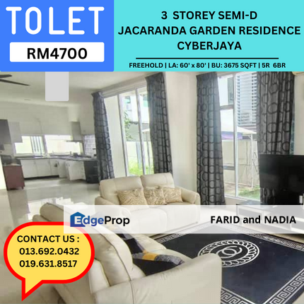 3 Storey Semi-D, Jacaranda Garden Residence , Cyberjaya, Selangor, Cyberjaya