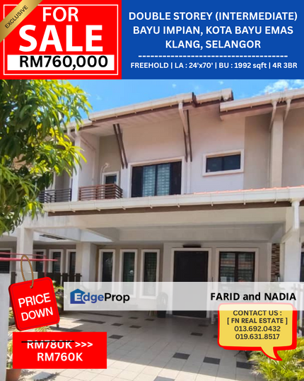 FREEHOLD Double Storey Terrace (Intermediate), Bayu Impian, Kota Bayu Emas, Klang, Selangor, Klang