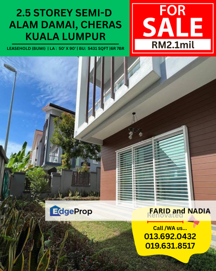 2.5 Storey Semi-D, Alam Damai, Cheras, Kuala Lumpur, Kuala Lumpur, Cheras