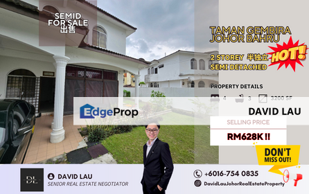 Taman Gembira 2-Storey 3200sf SemiD Near to CIQ @JB, Johor, Johor Bahru