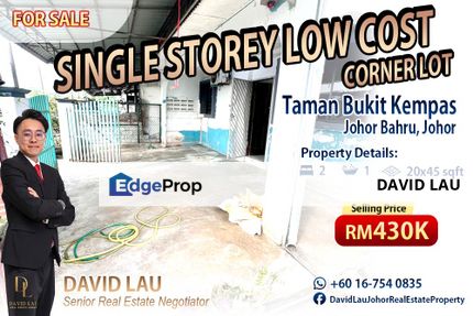 Bukit Kempas Single Storey Corner Lot Low Cost Terrace House 单层角头地大廉价屋 for Sale, Johor, Johor Bahru