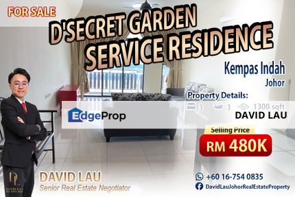 D'Secret Garden @ Kempas Indah Service Residence 3 Bedrooms 3 Bathrooms 高级公寓 for Sale, Johor, Johor Bahru