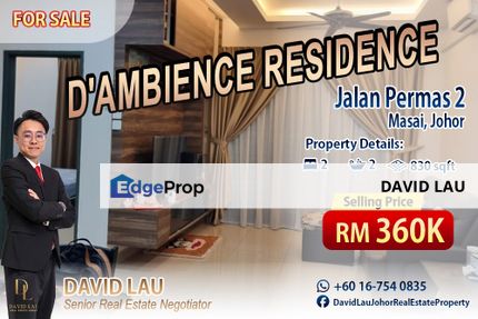 D'Ambience Residence 2 Bedrooms 2 Bathrooms 高级公寓 for Sale, Johor, Permas Jaya/Senibong