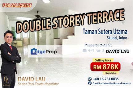 Sutera Utama Double Storey Terrace House 双层排屋 for Sale, Johor, Skudai