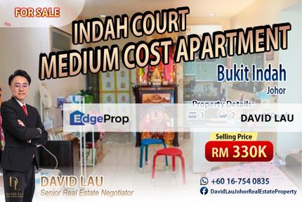 Indah Court Medium Cost Apartment 3 Bedrooms 2 Bathrooms High Floor, Johor, Bukit Indah