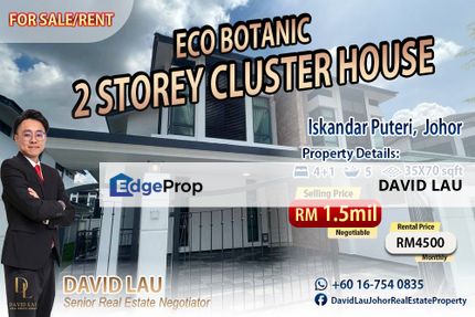 Furnished Eco Botanic @ Iskandar Puteri 2-Storey Cluster House for Sal, Johor, Nusajaya