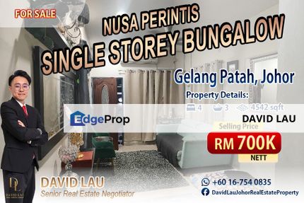Nusa Perintis Single Storey Bungalow 单层独立屋 for Sale, Johor, Gelang Patah