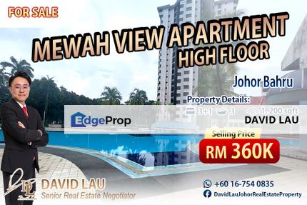 Mewah View Luxurious Apartment 4 Bedrooms 3 Bathrooms High Floor for Sale, Johor, Johor Bahru