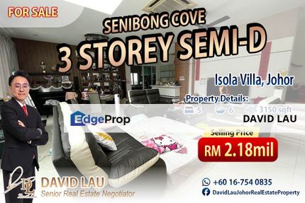 Senibong Cove 3 Storey Semi-D Villa 三层半独立式别墅 for Sale, Johor, Masai