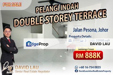 Pelangi Indah Double Storey Terrace 双层排屋 Unblock View for Sale, Johor, Ulu Tiram