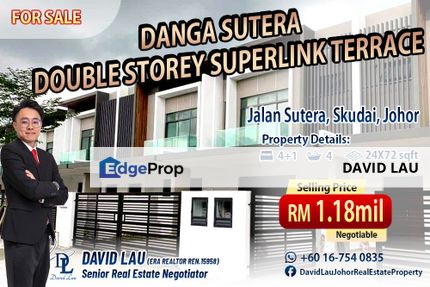 Danga Sutera Double Storey Superlink Terrace New Unit for Sale, Johor, Skudai