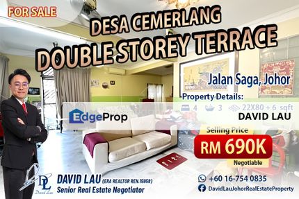 Desa Cemerlang Double Storey Terrace House for Sale, Johor, Ulu Tiram