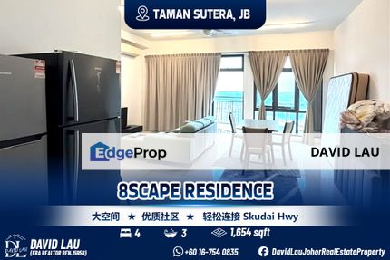 8scape Residence 4 Bedrooms 3 Bathrooms High Floor, Johor, Johor Bahru