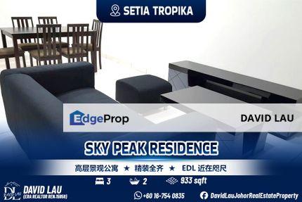 Sky Peak Residence 3 Bedrooms 2 Bathrooms Fully Furnished for Sale, Johor, Setia Tropika