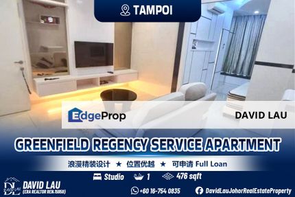 Greenfield Regency Service Apartment Studio Unit Mid Floor, Johor, Tampoi
