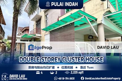 Pulai Indah Double Storey Cluster House Unblock View for Sale, Johor, Kangkar Pulai