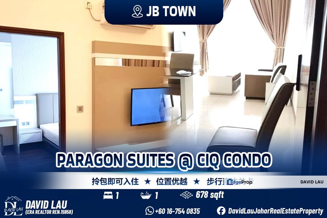 Paragon Suites Condominium 1 Bedroom 1 Bathroom Medium Floor, Johor, Johor Bahru