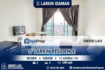 D Larkin Residence 3 Bedrooms 2 Bathrooms High Floor Unblock View for Sale, Johor, Johor Bahru