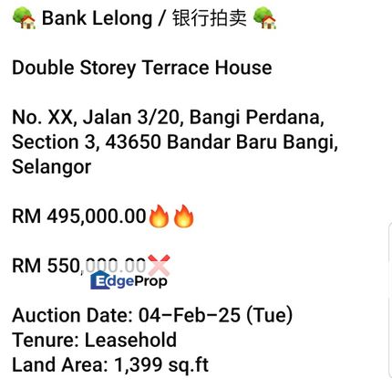 Bank Lelong- Bandar Baru Bangi (2 storey), Selangor, Bangi