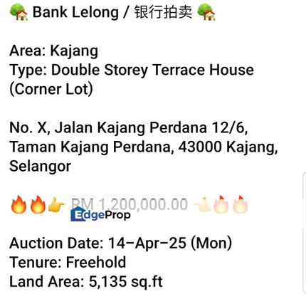 Bank Lelong-Taman Kajang Perdana, Kajang (2 storey), Selangor, Kajang