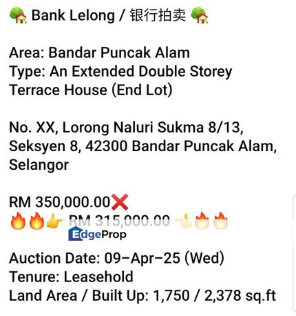 Bank Lelong-Bandar Puncak Alam (2 storey), Selangor, Bandar Puncak Alam