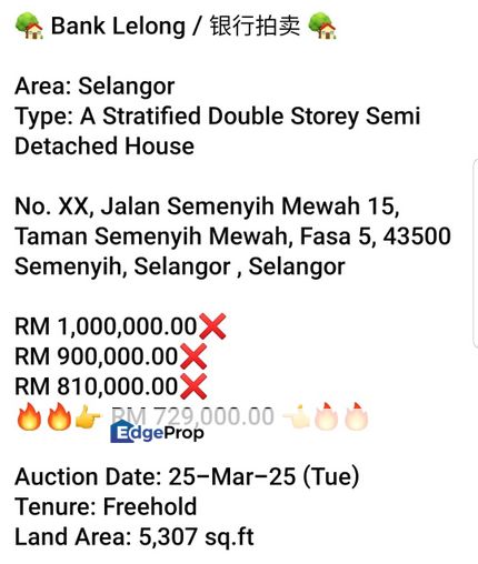 Bank Lelong-Taman Semenyih Mewah, Semenyih, Selangor, Semenyih