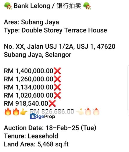 Bank Lelong- USJ 1, Subang Jaya (2 storey), Selangor, USJ