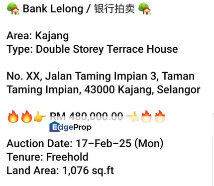 Bank Lelong-Taman Taming Impian, Kajang (2 storey), Selangor, Kajang