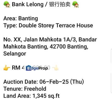 Bank Lelong-Bandar Mahkota Banting (2 storey), Selangor, Banting