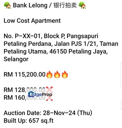 Bank Lelong-Pangsapuri Petaling Perdana, Selangor, Petaling Jaya