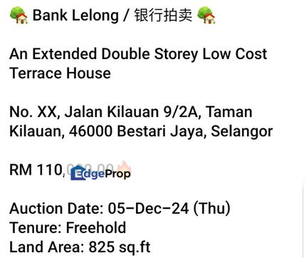 Bank Lelong-Taman Kilauan, Bestari Jaya (2 storey), Selangor, Batang Berjuntai