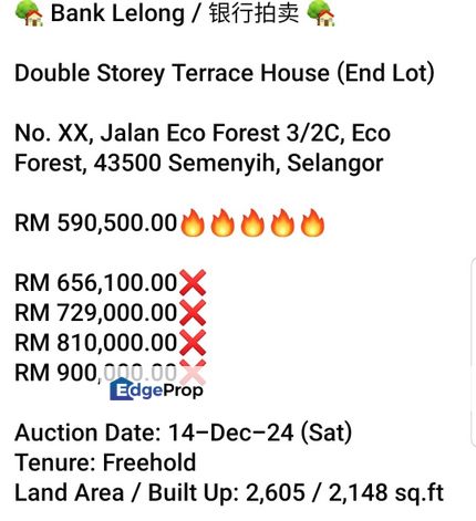 Bank Lelong- Eco Forest, Semenyih (2 storey), Selangor, Semenyih