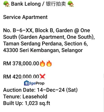 Bank Lelong-Garden One South, Selangor, Seri Kembangan