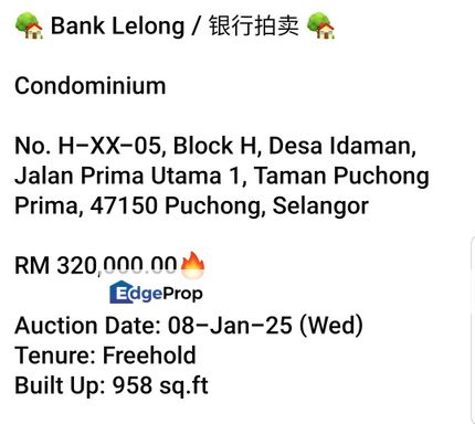 Bank Lelong-Desa Idaman, Puchong, Selangor, Puchong