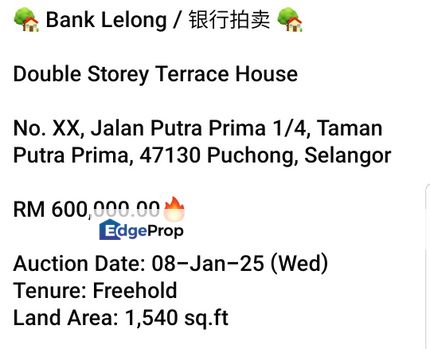 Bank Lelong-Taman Putra Prima,Puchong (2 storey), Selangor, Puchong