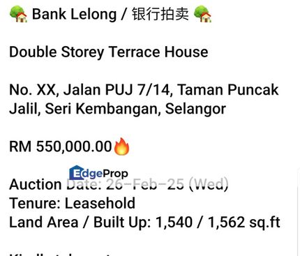 Bank Lelong-Taman Puncak Jalil, Seri Kembangan (2 storey), Selangor, Seri Kembangan