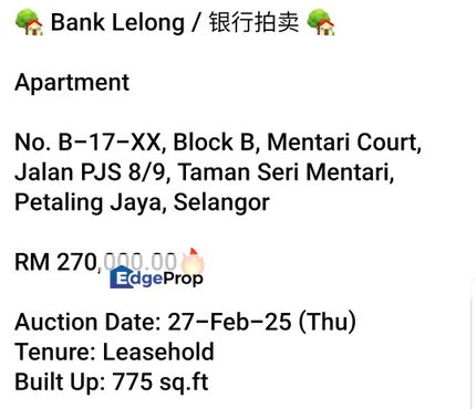 Bank Lelong- Mentari Court Petaling Jaya, Selangor, Bandar Sunway