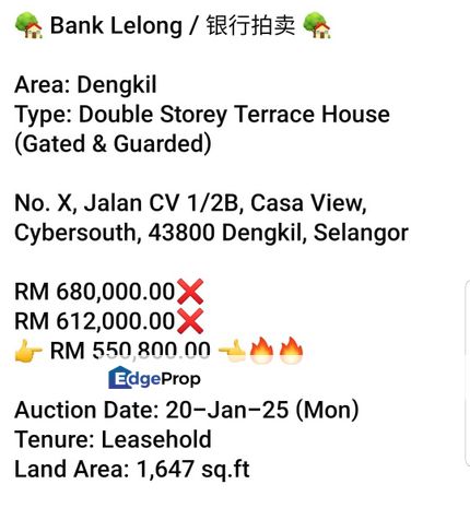 Bank Lelong-Casa View Cybersouth Dengkil (2 storey), Selangor, Cyberjaya