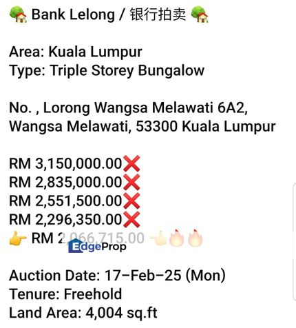 Bank Lelong-Wangsa Melawati, Kuala Lumpur, Kuala Lumpur, Wangsa Maju