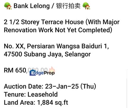 Bank Lelong-Wangsa Baiduri 1, Subang Jaya (2.5 Storey), Selangor, Subang Jaya