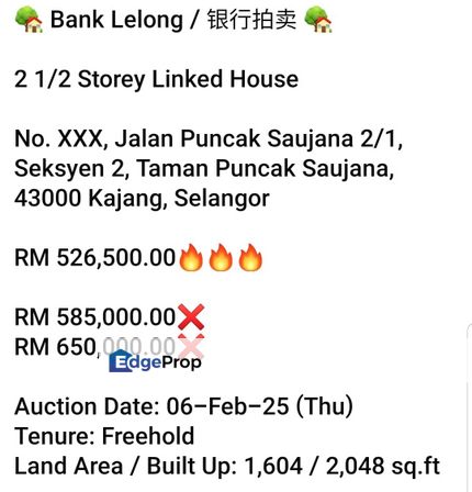 Bank Lelong-Taman Puncak Saujana Puchong, Selangor, Kajang